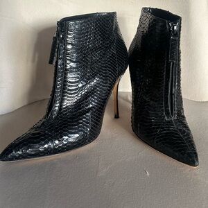 Manolo Blahnik snakeskin stiletto ankle boots
